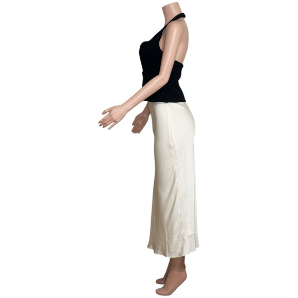 FAVORITE DAUGHTER High Rise Silky Satin Midi Favorite Skirt, Ivory, Small - Picture 9 of 11